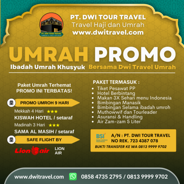 Paket Umrah Promo 9 Hari Dwi Travel 3